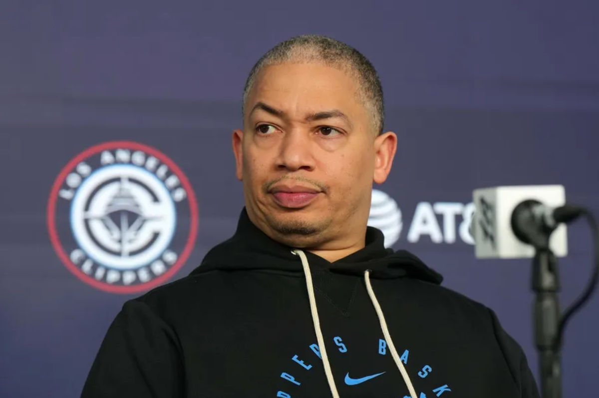 Mar 7, 2025; Inglewood, California, USA; LA Clippers coach Tyronn Lue at a press conference at the Intuit Dome. Mandatory Credit: Kirby Lee-Imagn Images