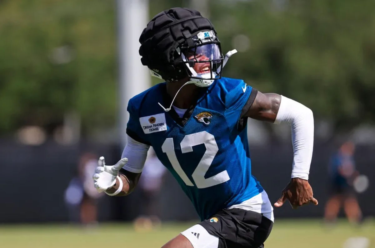 Jacksonville Jaguars wide receiver Travis Hunter (12) runs after an NFL training camp session at the Miller Electric Center, Sunday, Aug. 3, 2025, in Jacksonville, Fla. [Corey Perrine/Florida Times-Union]